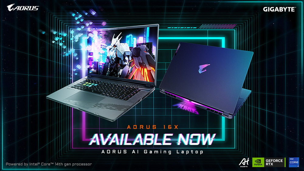 GIGABYTE представила новый 16-дюймовый игровой ноутбук AORUS 16X